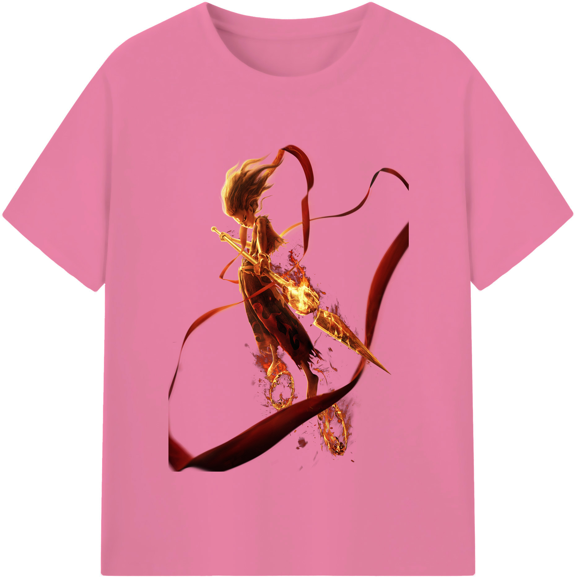 （画像用） Ne Zha 2 ナタ 魔童の大暴れ 綿100％半袖Tシャツ（フロントプリント）
